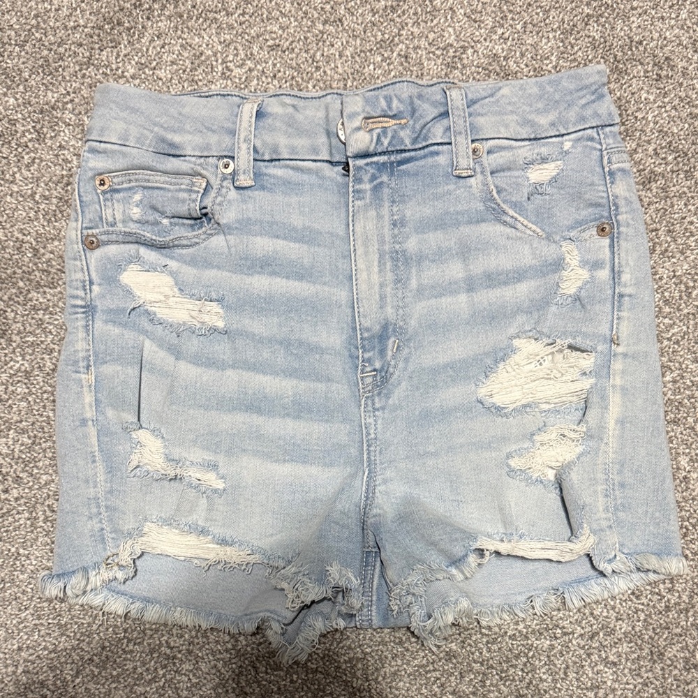 American Eagle Outfitters Light Blue Distressed Jean Shorts